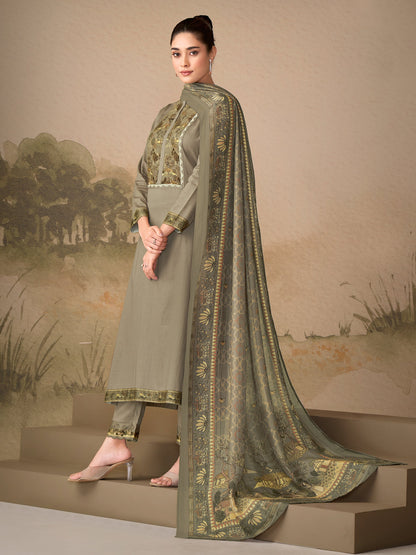 Kiyari Elan Pure Cosmos Satin Kurta Unstitched Set with Dupatta
