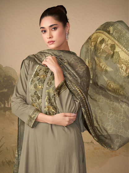 Kiyari Noore Pure Cosmos Satin Kurta Set with Dupatta