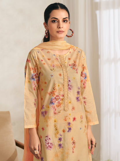 AVIGYA LIGHT MUSTARD Pure Cotton Suit Set with Fancy Handwork & Embroidery