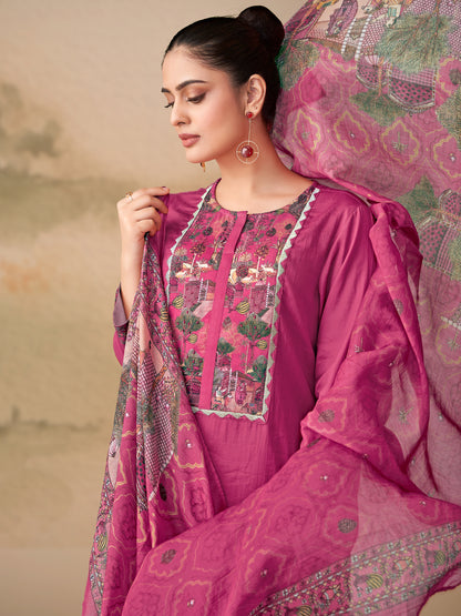 Kiyari Noore Pure Cosmos Satin Kurta Set with Dupatta