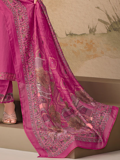 Kiyari Noore Pure Cosmos Satin Kurta Set with Dupatta