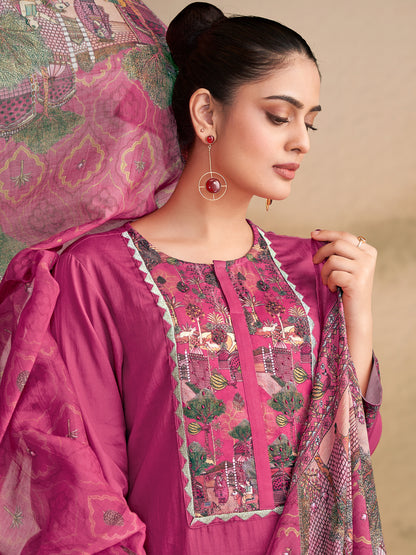 Kiyari Noore Pure Cosmos Satin Kurta Set with Dupatta