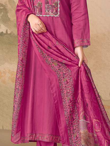 Kiyari Noore Pure Cosmos Satin Kurta Set with Dupatta