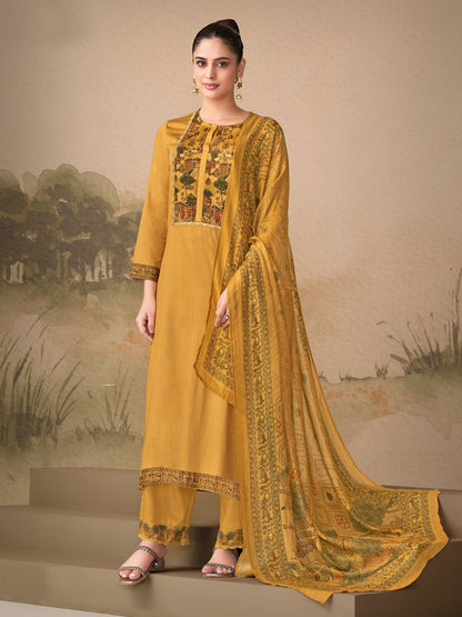 Kiyari Noore Pure Cosmos Satin Kurta Unstitched Set with Dupatta
