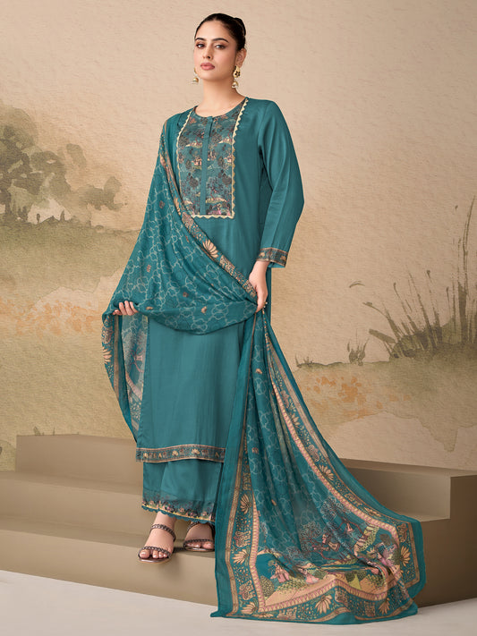 Kiyari Luxe Pure Cosmos Satin Kurta Set with Dupatta