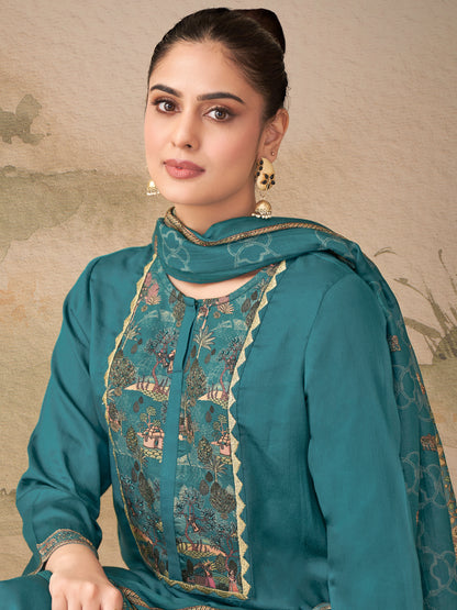 Kiyari Noore Pure Cosmos Satin Kurta Set with Dupatta