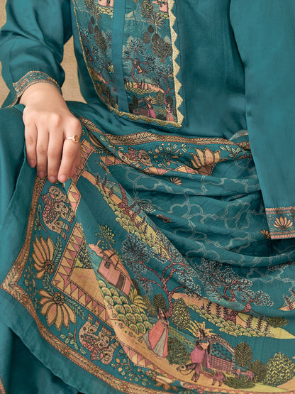 Kiyari Noore Pure Cosmos Satin Kurta Set with Dupatta