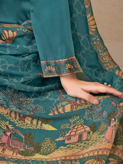 Kiyari Noore Pure Cosmos Satin Kurta Set with Dupatta