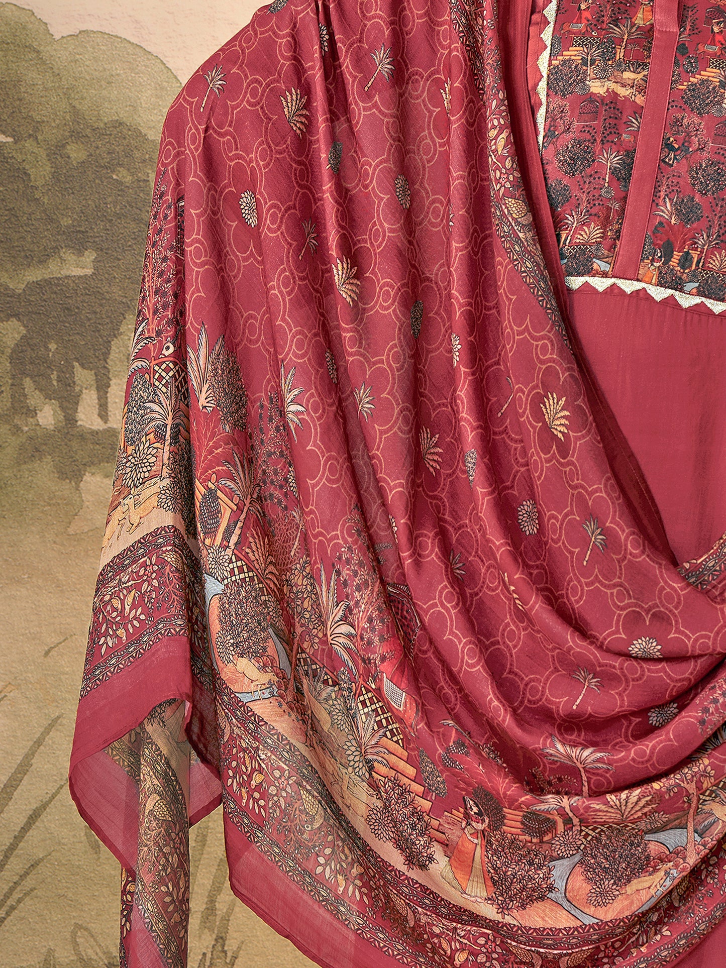 Kiyari Noore Pure Cosmos Satin Kurta Set with Dupatta