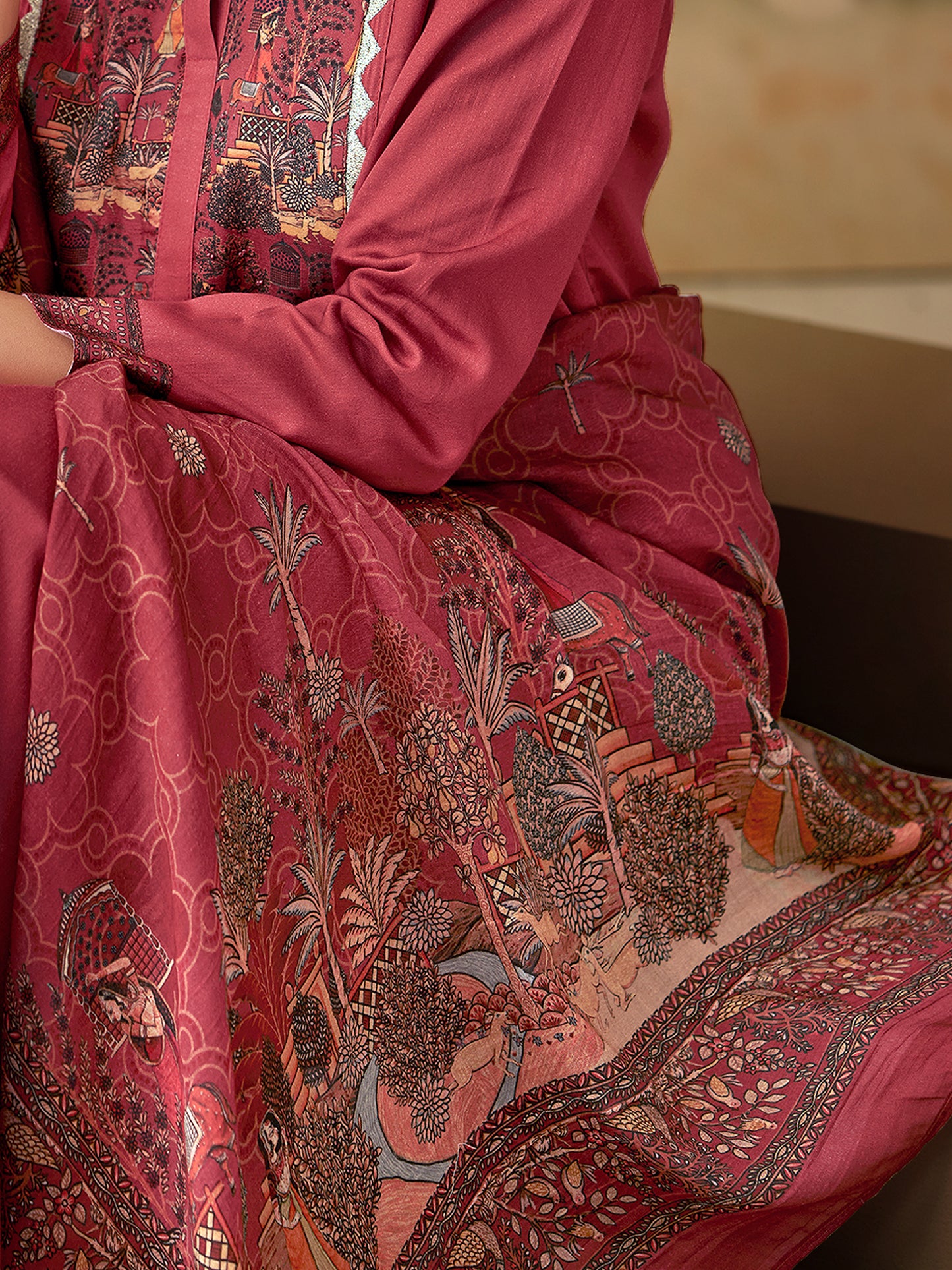 Kiyari Noore Pure Cosmos Satin Kurta Set with Dupatta