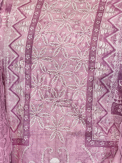 YASHLEEN LILAC Pure Cotton Unstitched Set with Elegant Handwork