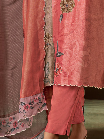 HUSHN Metallic Maron - Simmer  Suit Set With  Handwork & Embroidery