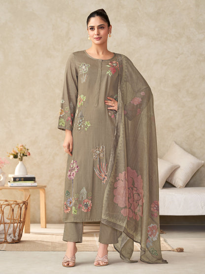 Suhani Royal Pure Italian Satin Kurta Unstitched Set with Dupatta