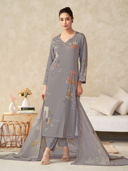 Suhani Elite Pure Italian Satin Kurta Unstitched Set with Dupatta