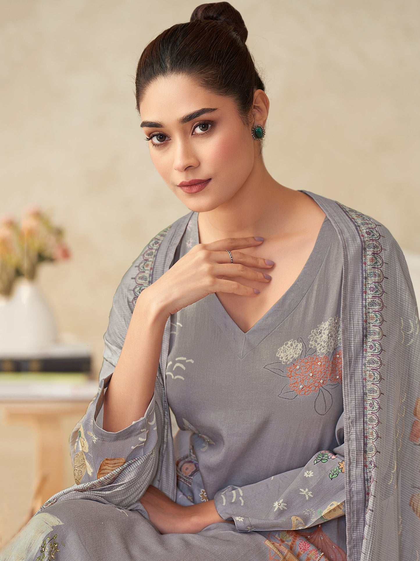 Suhani Elite Pure Italian Satin Kurta Unstitched Set with Dupatta