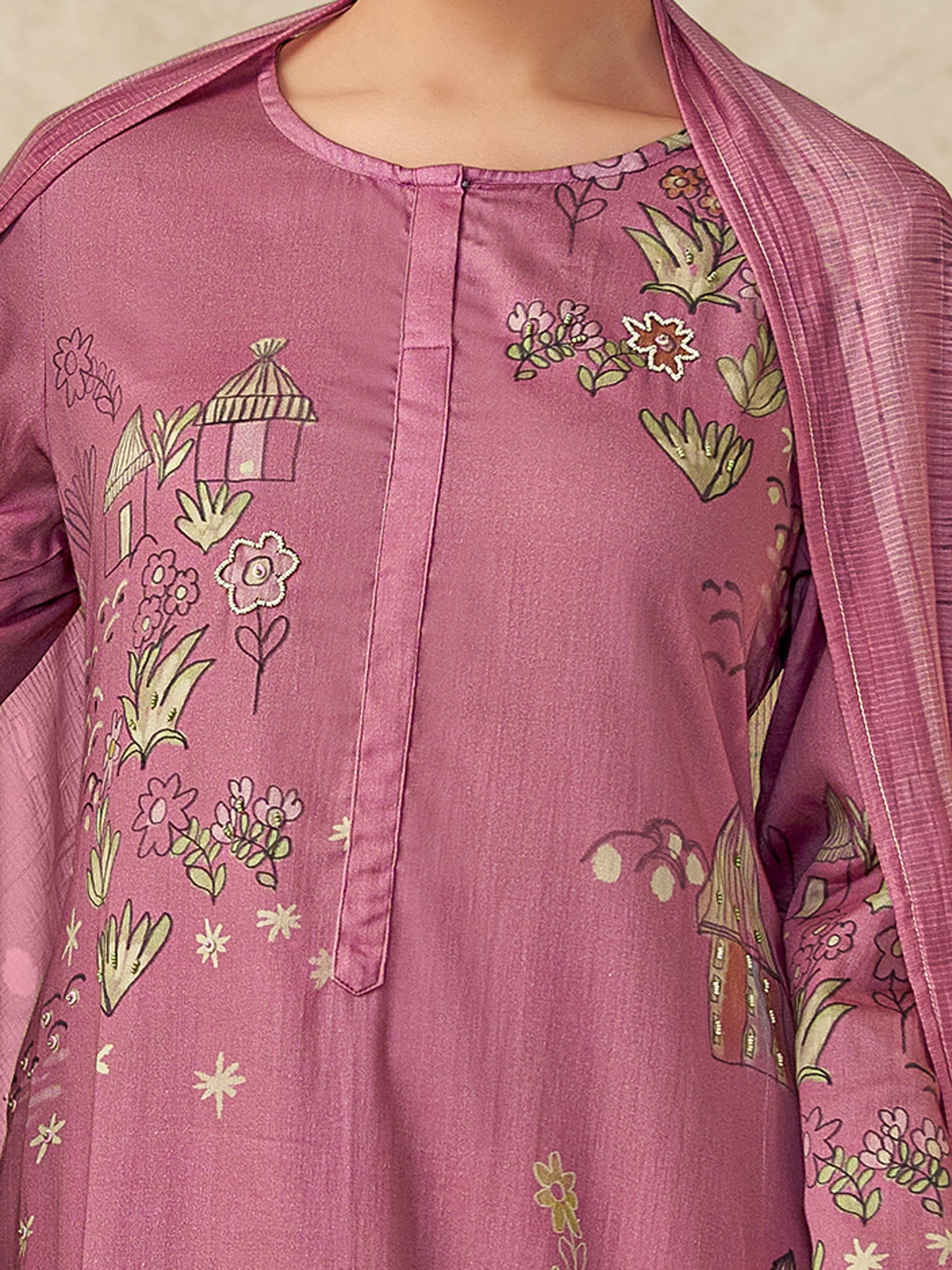 Suhani Royal Pure Italian Satin Kurta Unstitched Set with Dupatta