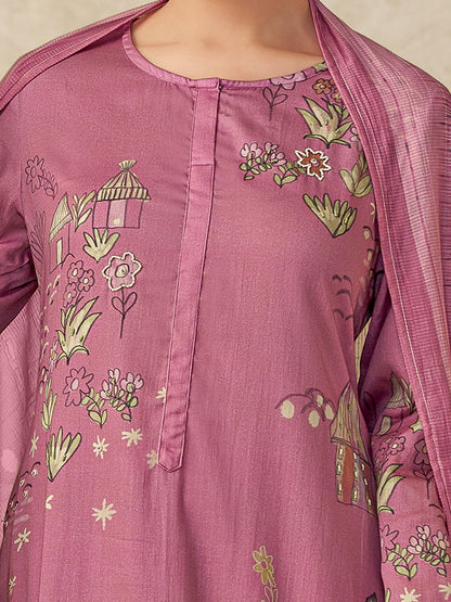 Suhani Royal Pure Italian Satin Kurta Unstitched Set with Dupatta