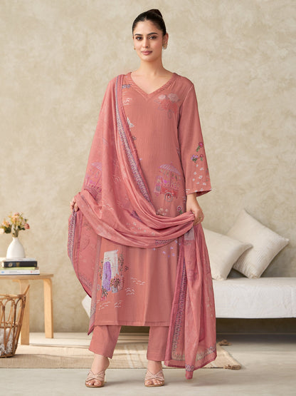 Suhani Elite Pure Italian Satin Kurta Unstitched Set with Dupatta