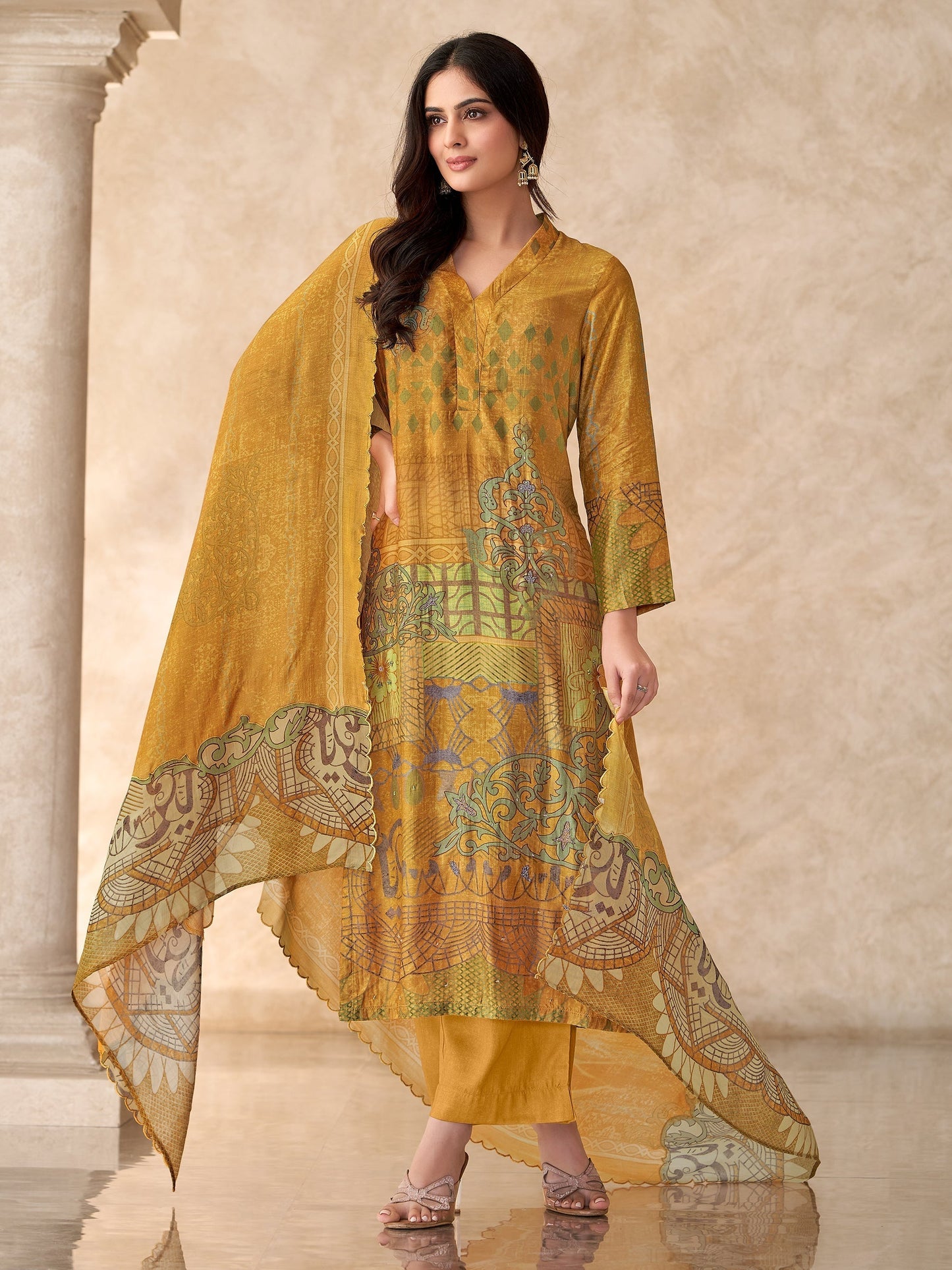 Chand Raat Classic Pure Muslin Silk Kurta Unstitched Set With Dupatta