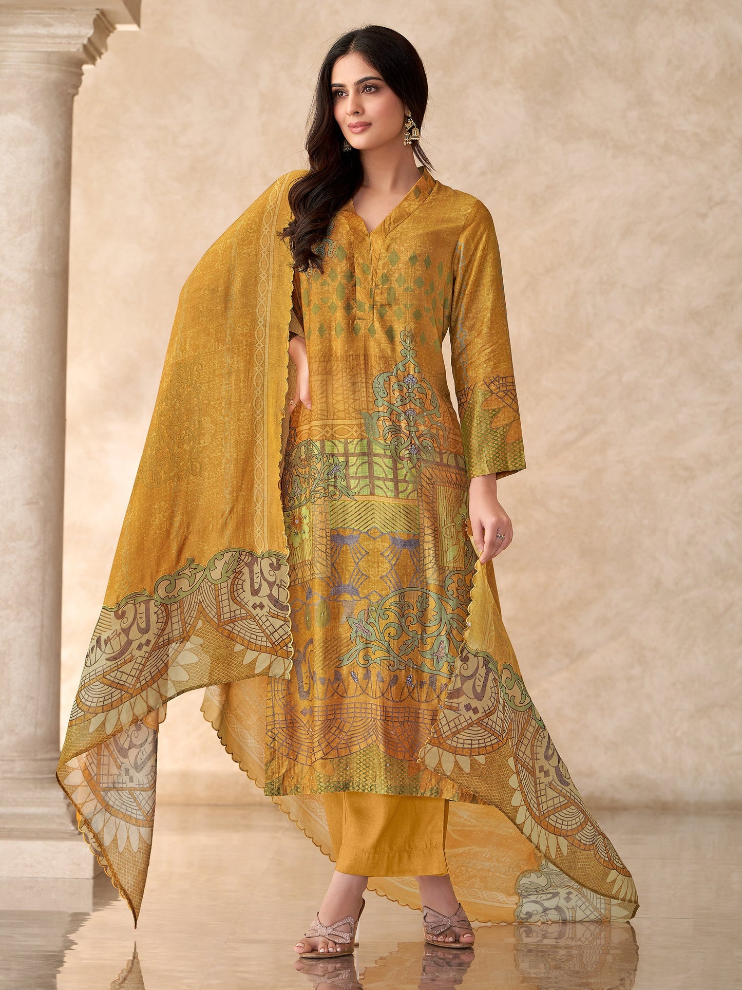 Chand Raat Charm Pure Muslin Silk Kurta Unstitched Set With Dupatta