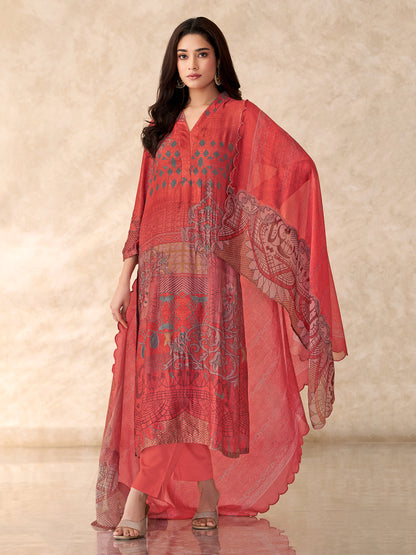 Chand Raat Elegance Pure Muslin Silk Kurta Unstitched Set With Dupatta