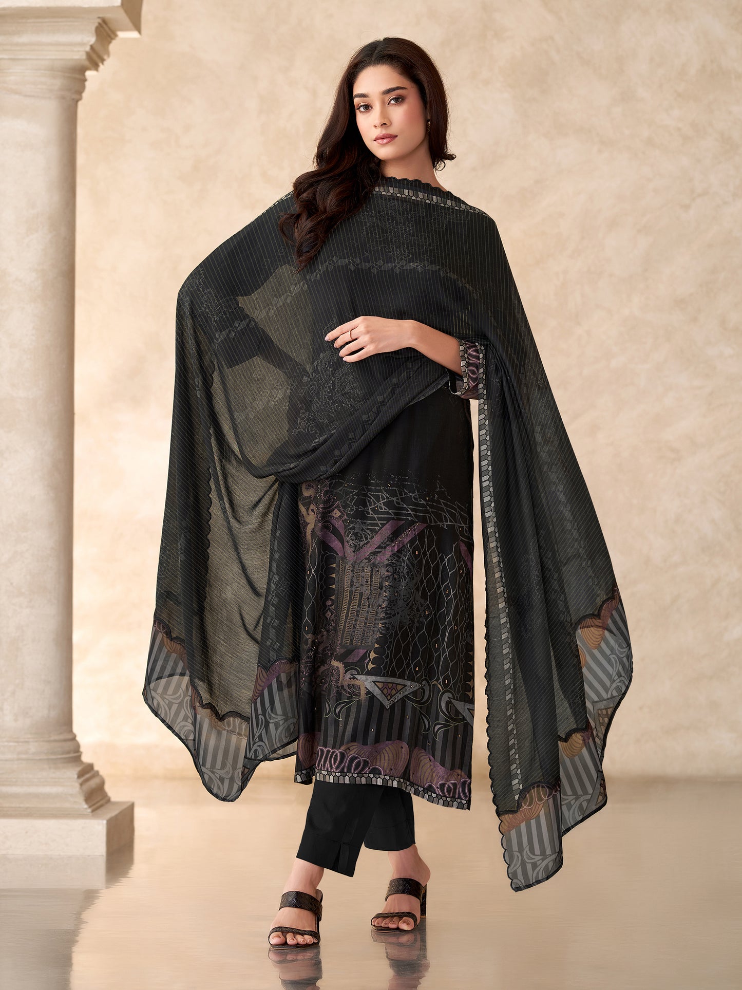 Chand Raat Elegance Pure Muslin Silk Kurta Unstitched Set With Dupatta