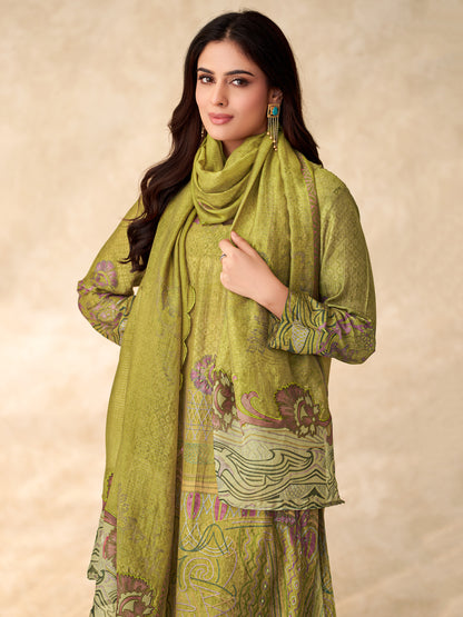 Chand Raat Royal Pure Muslin Silk Kurta Unstitched Set With Dupatta