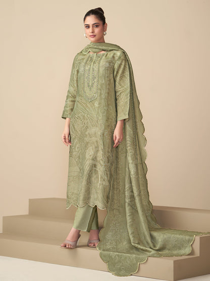 Ramya Classic Simmer Tissue Kurta Unstitched Set with Dupatta