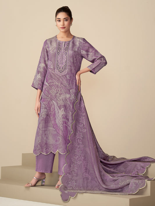 Ramya Classic Simmer Tissue Kurta Set with Dupatta