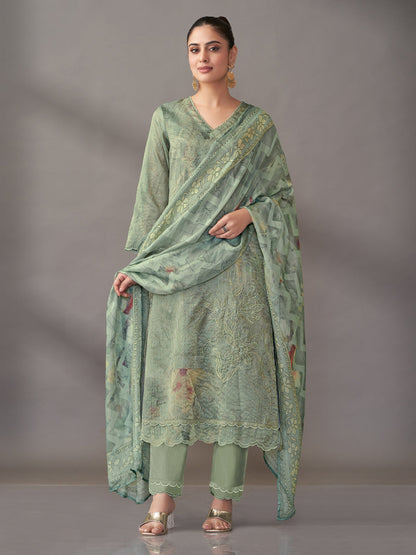 Riva Elite Pure Silk Jari Kurta Unstitched Set with Dupatta