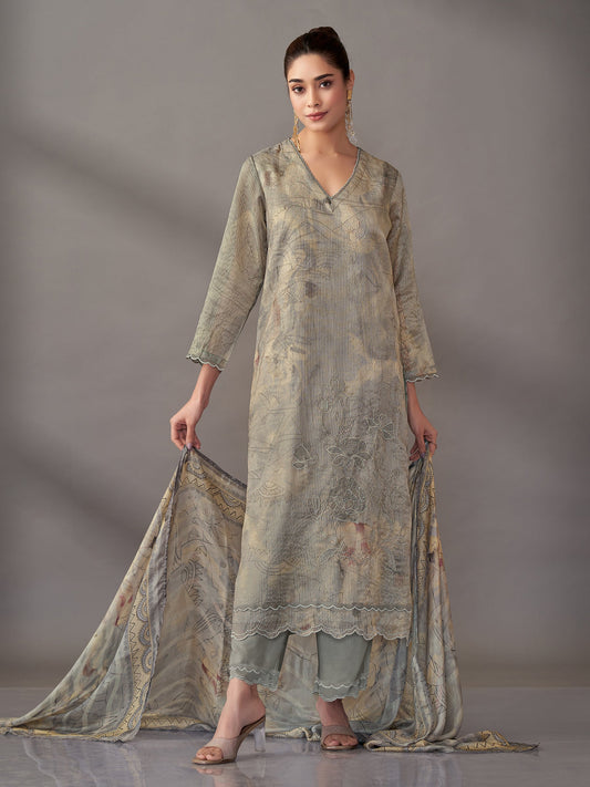 Riva Luxe Pure Silk Jari Kurta Set with Dupatta
