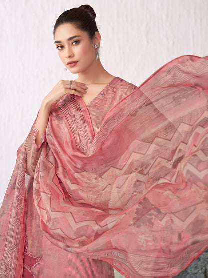 Sunflower Elite Pure Silk Jari Kurta Unstitched Set with Dupatta