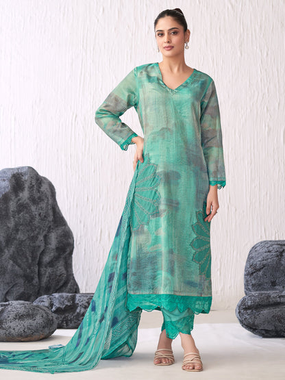 Sunflower Majestic Pure Silk Jari Kurta Unstitched Set with Dupatta