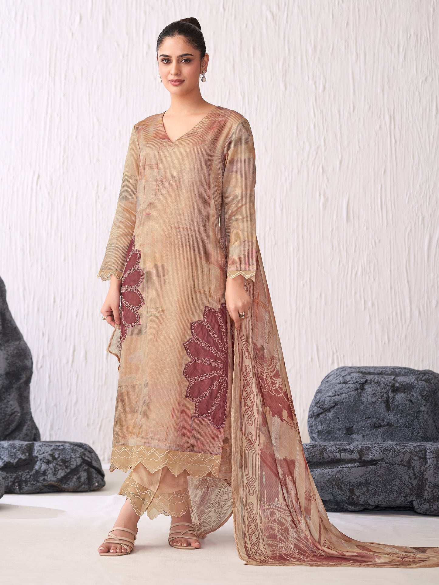 Sunflower Majestic Pure Silk Jari Kurta Unstitched Set with Dupatta
