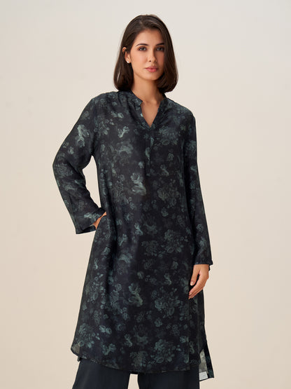 Elegant Digital Print Tunic Top