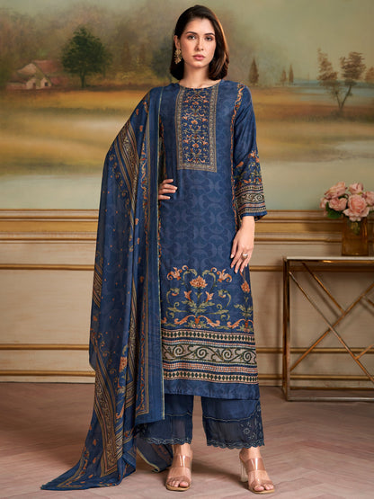 Saaj Charm Pure Musline Silk Kurta Unstitched Set with Dupatta