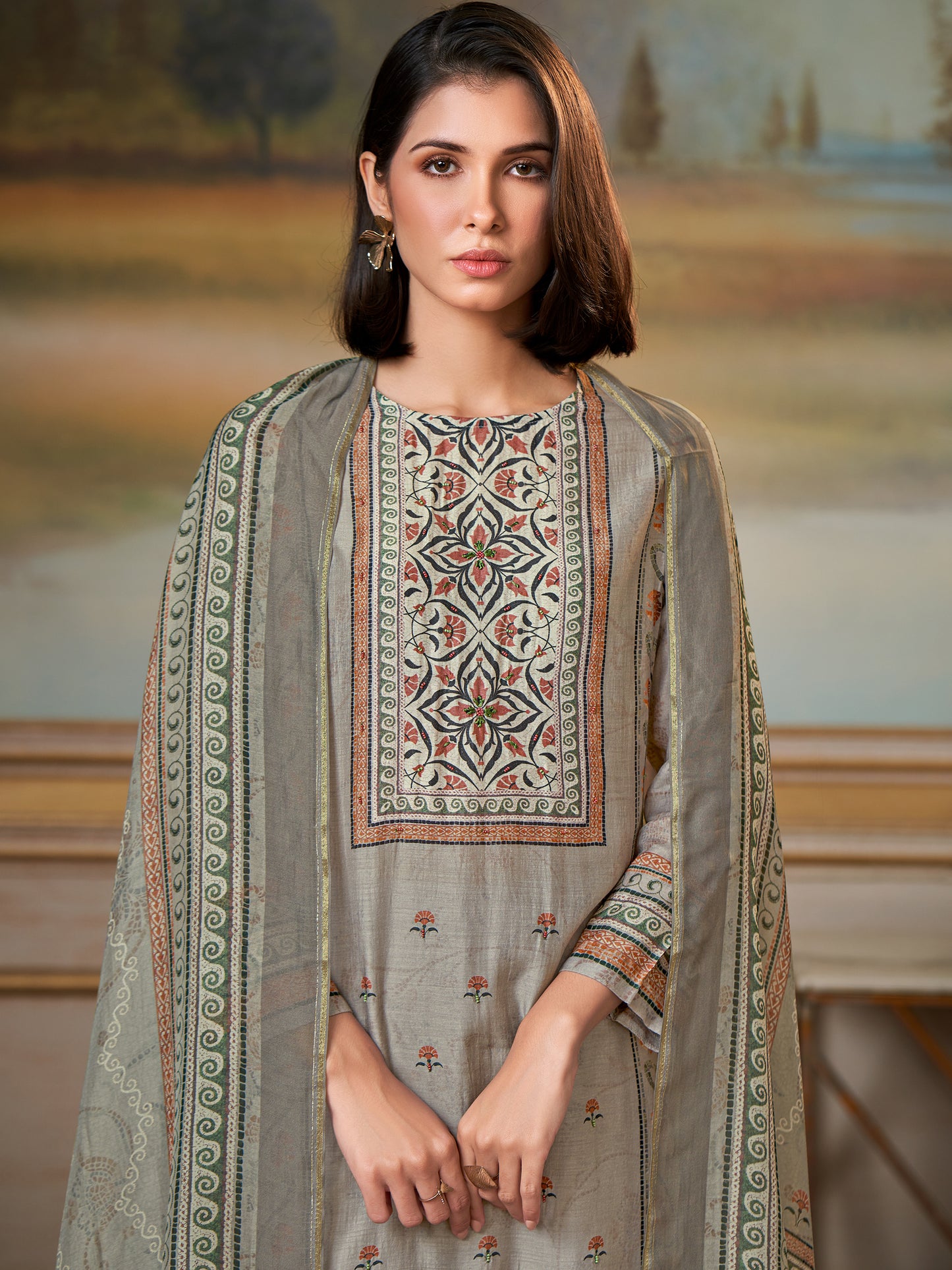Saaj Elite Pure Muslin Silk Kurta Set with Dupatta