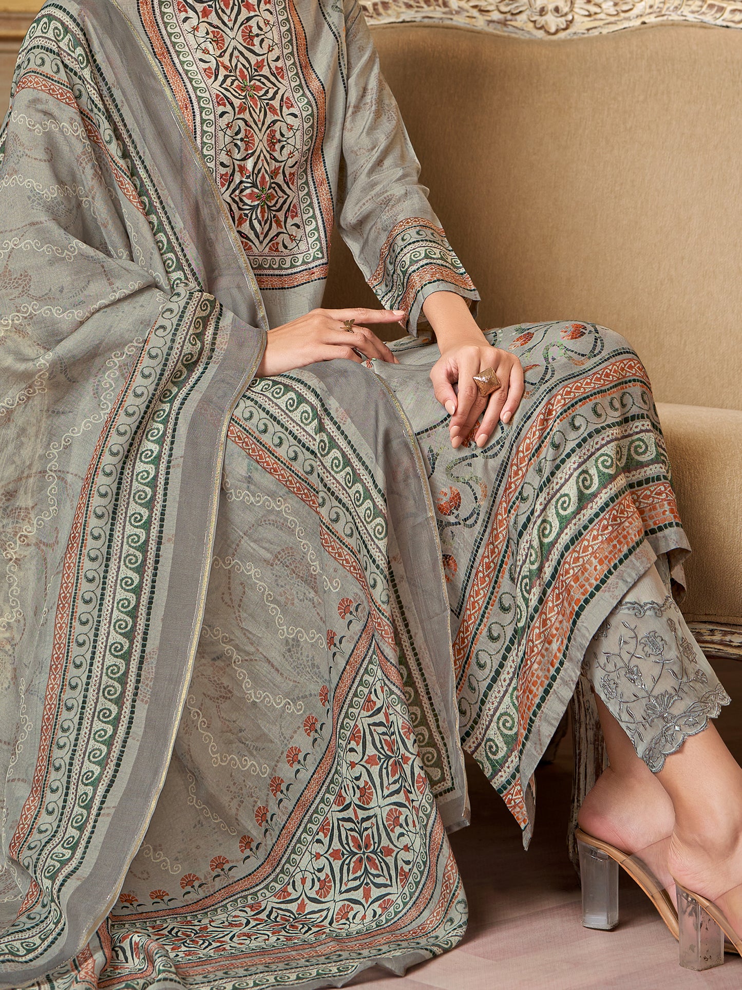 Saaj Elite Pure Muslin Silk Kurta Set with Dupatta