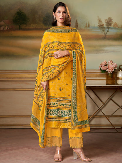 Saaj Grace Pure Musline Silk Kurta Unstitched Set with Dupatta