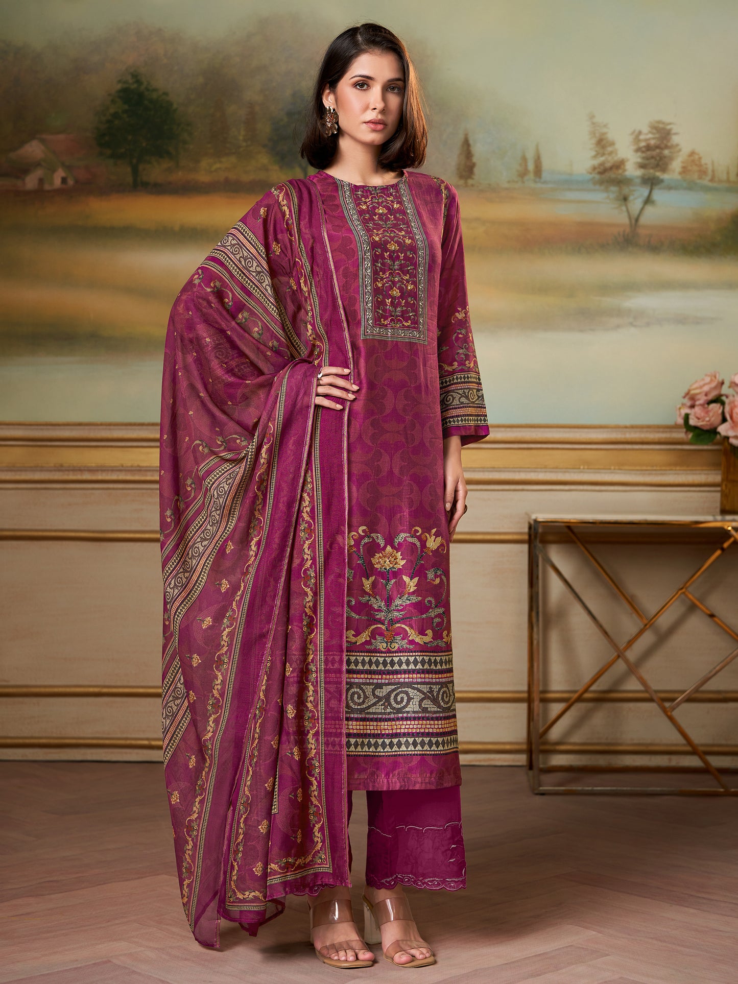 Saaj Elite Pure Muslin Silk Kurta Set with Dupatta