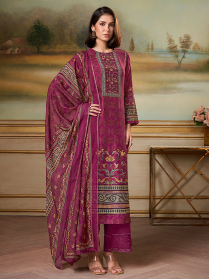 Saaj Grace Pure Musline Silk Kurta Unstitched Set with Dupatta