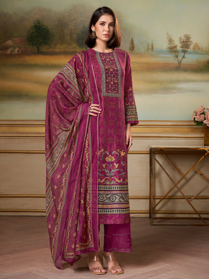 Saaj Elan Pure Musline Silk Kurta Unstitched Set with Dupatta