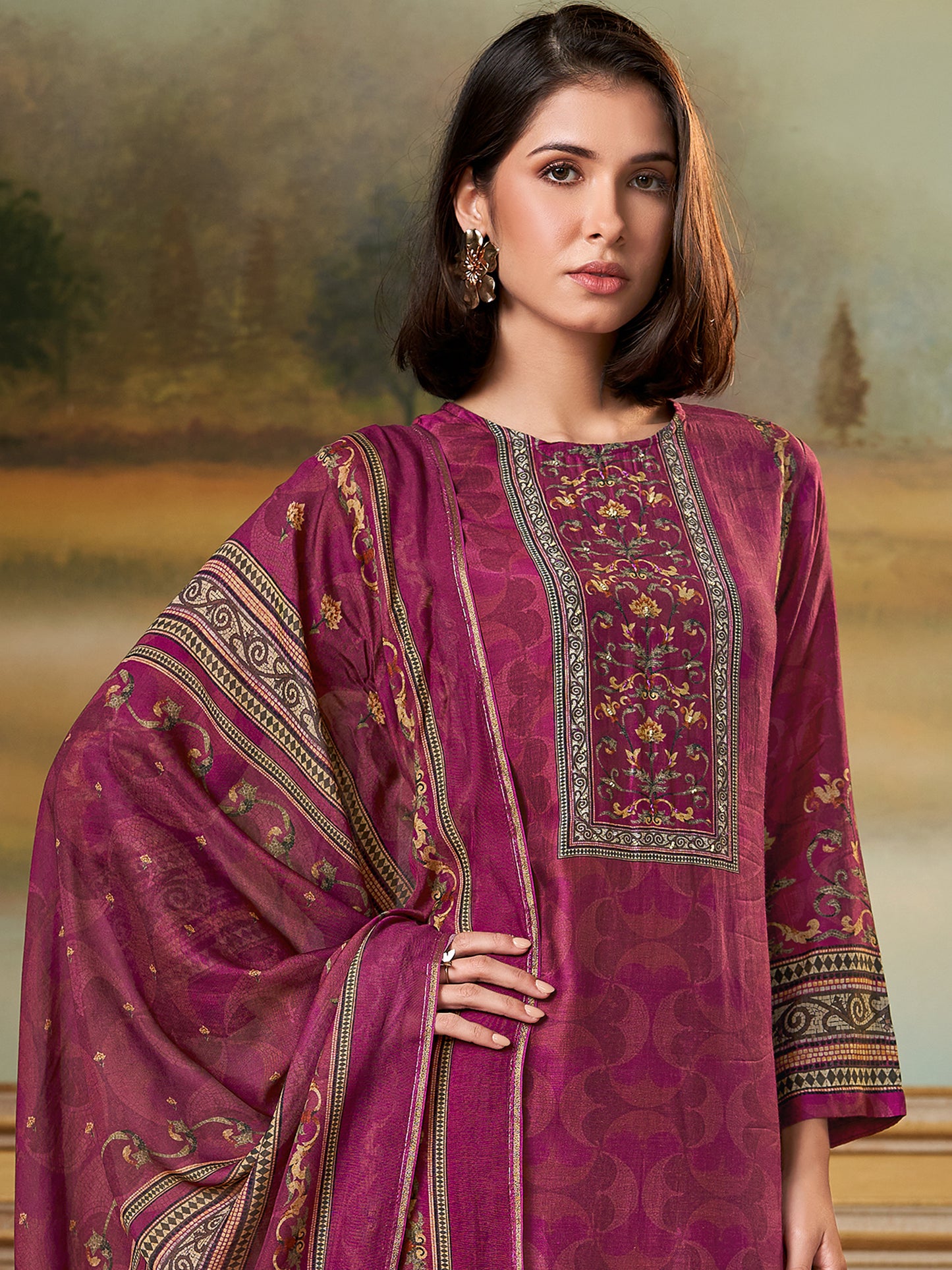 Saaj Elite Pure Muslin Silk Kurta Set with Dupatta