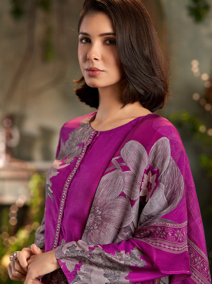 Nazara Classis Pure Muslin Silk Kurta Unstitched Set with Dupatta