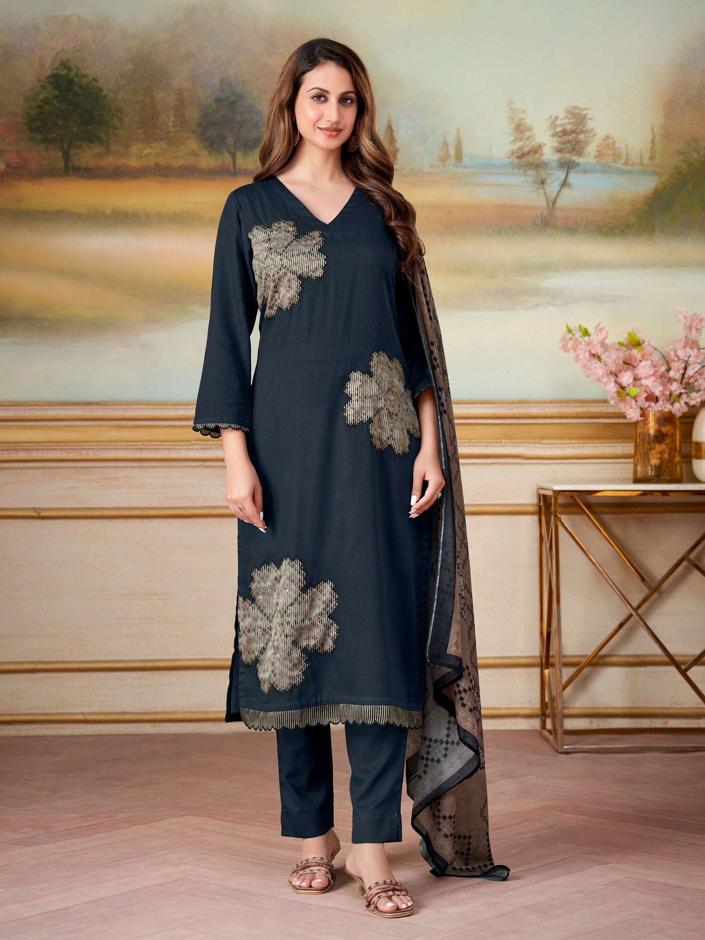 Ehsas Royal Pure Cotton Kurta Set with Dupatta