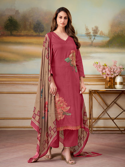 Ehsas Signature Pure Cotton Kurta Unstitched  Set with Dupatta