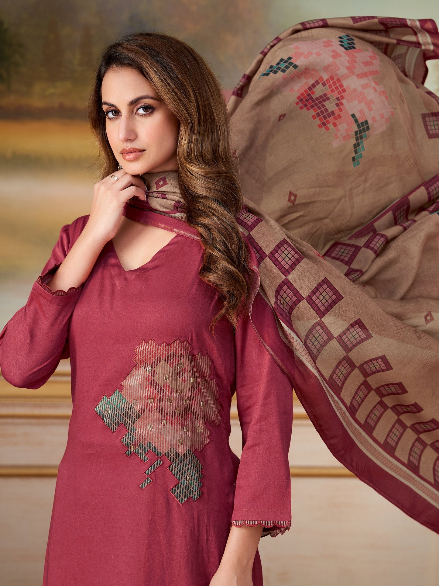 Ehsas Classic Pure Cotton Kurta Unstitched  Set with Dupatta