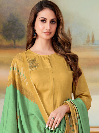 Ehsas Elegant Pure Cotton Kurta Unstitched  Set with Dupatta