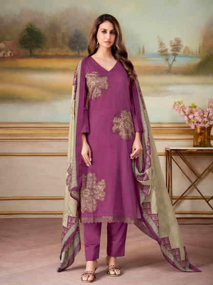 Ehsas Royal Pure Cotton Kurta Unstitched  Set with Dupatta