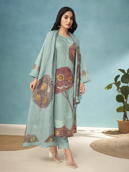 SWAN ICELAND Metallic Rama Pure Dhakamal Suit Set With Hand work